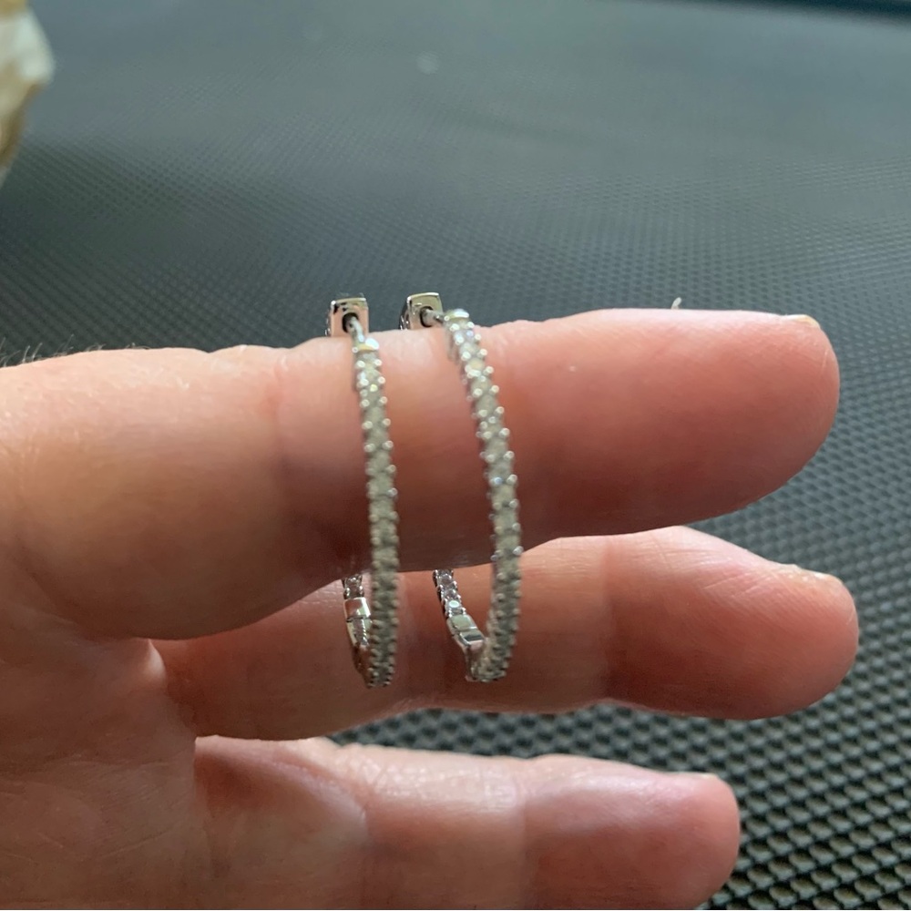 CZ diamond hoop earrings. Brand new, never been worn.